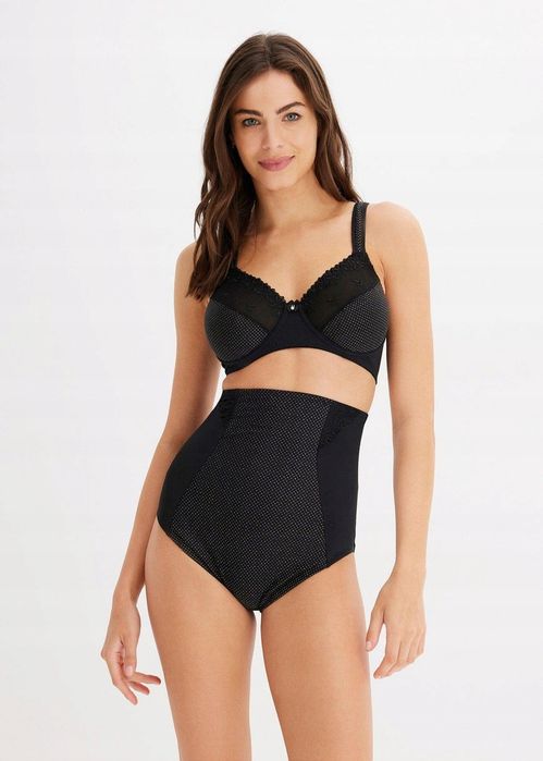 B.P.C. majtki modelujące wysoki stan czarne ze srebrnym połyskiem ^44