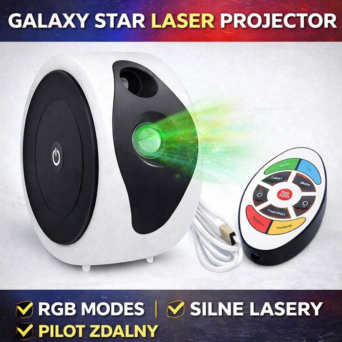 Projektor Gwiazd Laser Projector RGB + Pilot | Nowy