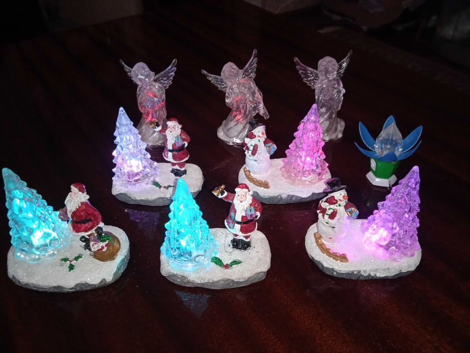 Игрушки Дед Мороз Снеговик Ангел с подсветкой на батарейках