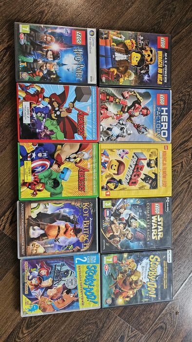 Zestaw 10 filmów i gier LEGO / Marvel / Scooby-Doo
