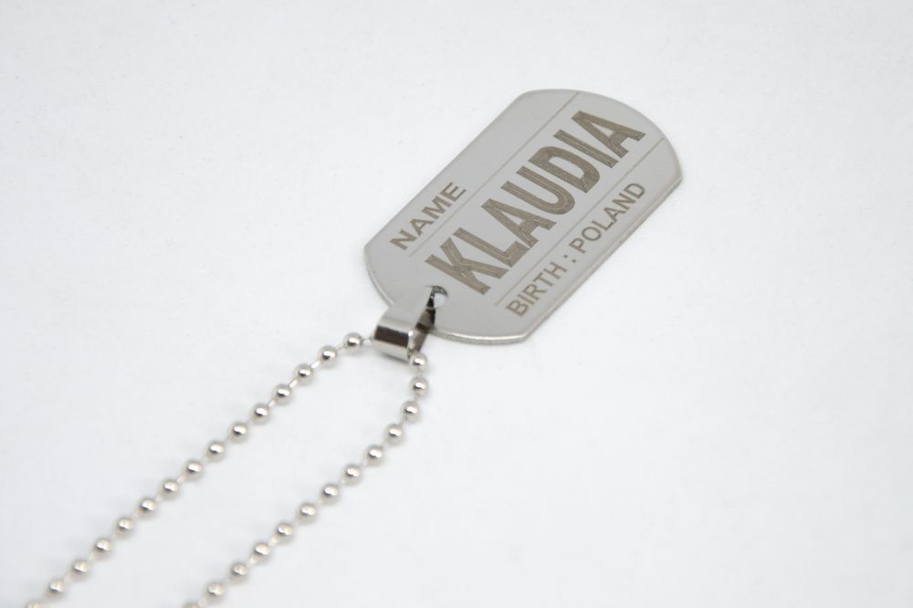 Nieśmiertelnik stal nierdzewna zawieszka łańcuszek fabian