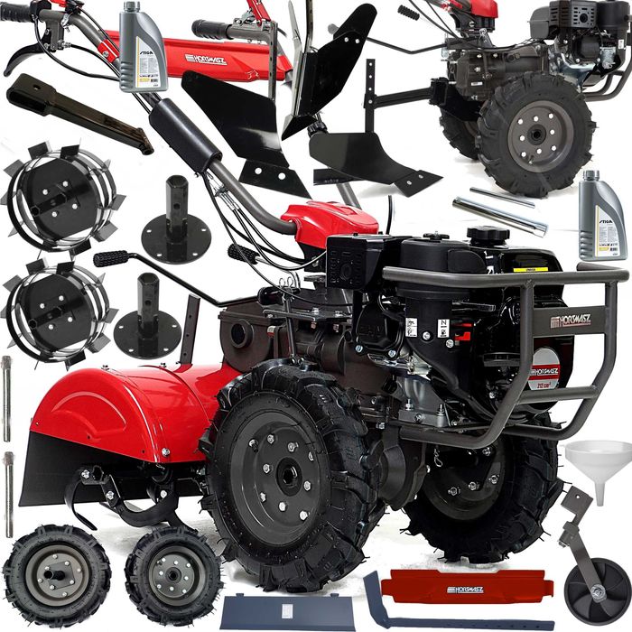 Glebogryzarka Hortmasz 7.0KM NAPĘD+PŁUG+OBSYPNIK +Koła Stalowe  62cm