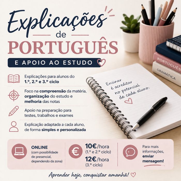 Explicações de Português e apoio ao estudo