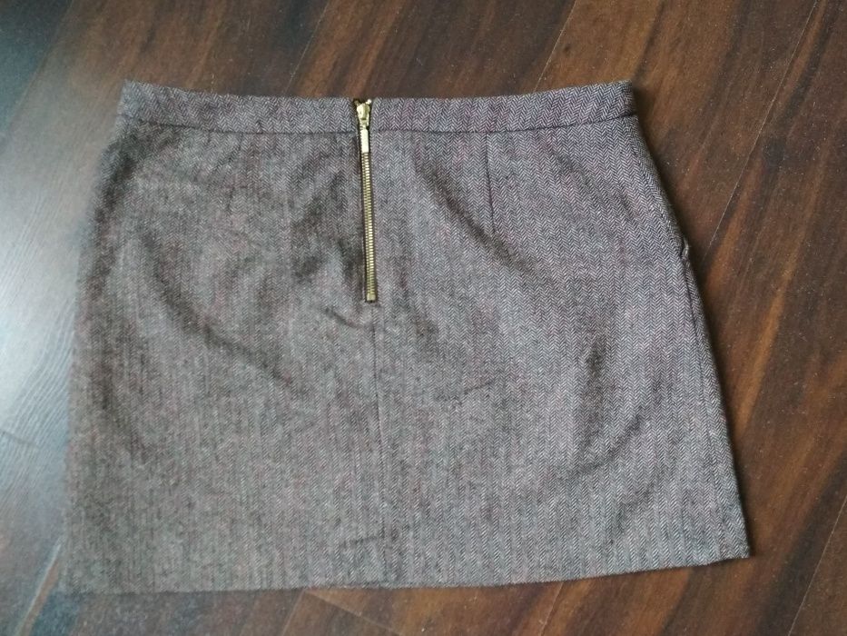 Spódnica mini jodełka brązowa H&M 42