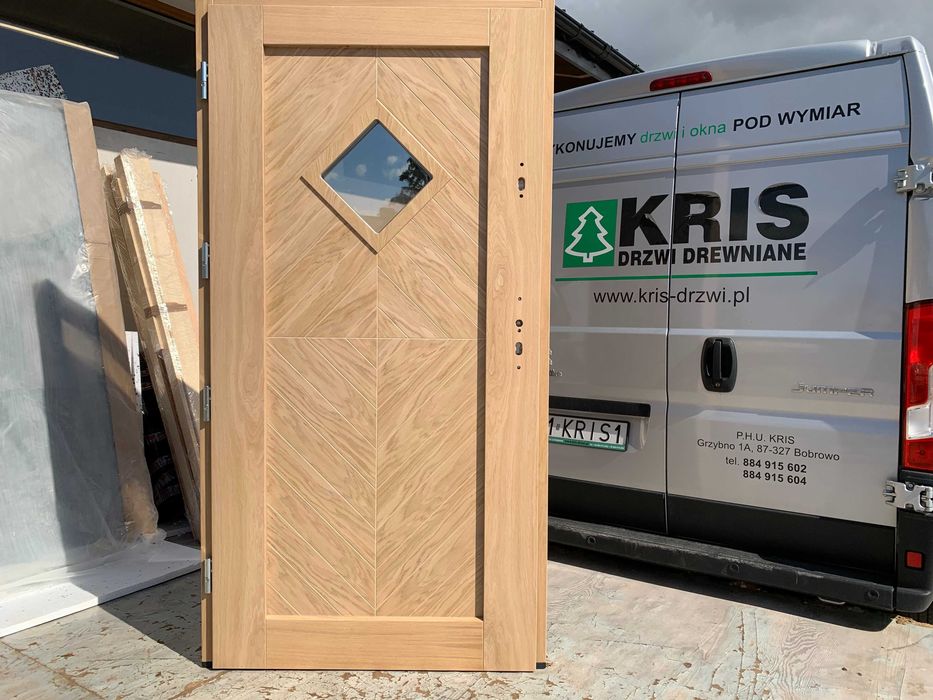 Drzwi zewnętrzne drewniane  czyste Powietrze karo Montaż CAŁA POLSKA