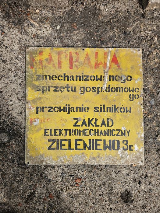 Stara tablica inforamcyjna prl aluminiowa 45cm na 45cm