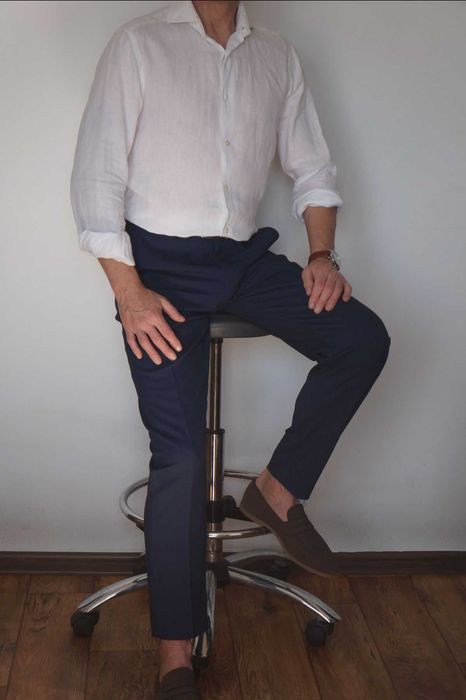 Letnia koszula Massimo Dutti 100% Len Biała Letnie Stylizacje Stan Idealny