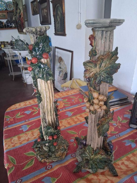 Conjunto de castiçais em Barro - Mestre João Santos Alcobaça