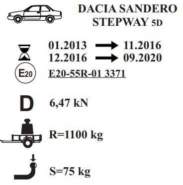 Kit DIY gancho reboque amovível Dacia Sandero Stepway - Novo