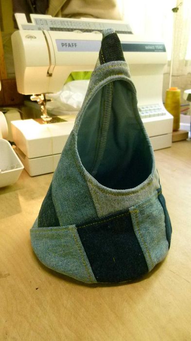 Saco de molas de roupa em patchwork de ganga "Tipi"