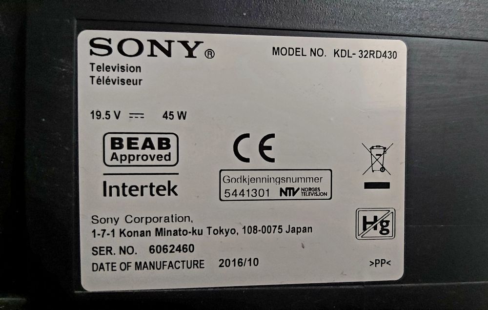 Sprzedam telewizor SONY 
Model: KDL-32RD430 (przekątna 32"