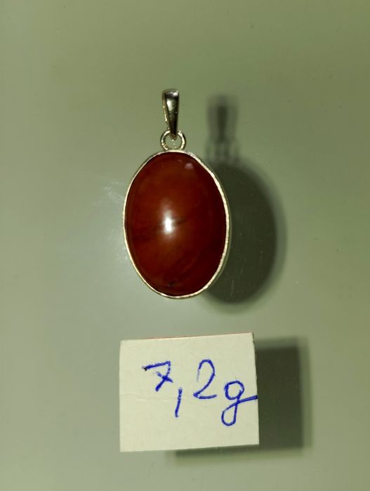 Wisior srebrny 925 z kamieniem, rękodzieło.