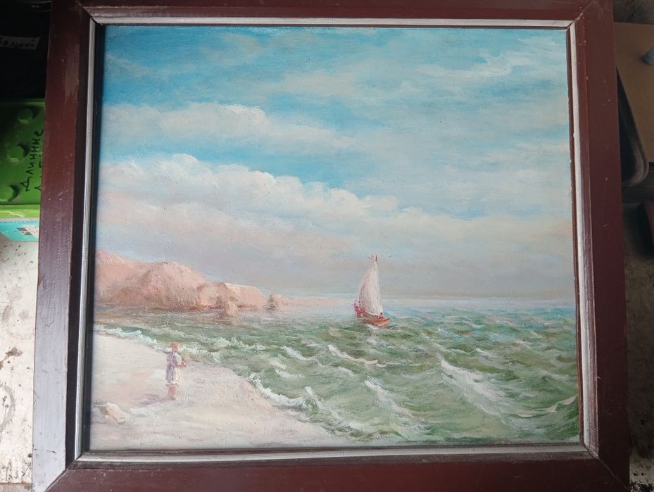 Картина маслом "Корабль в море"
