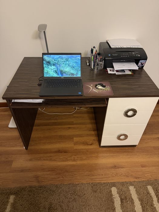 Biurko brązowo białe