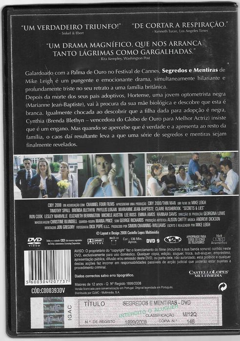 Mike Leigh. Segredos e mentiras.