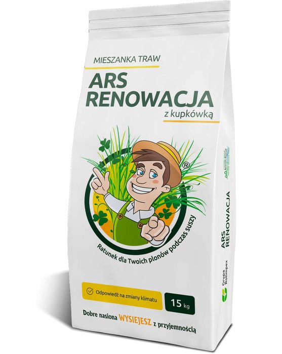 ARS Renowacja, mieszanka traw z kupkówka, ilość 15 kg na suche gleby
