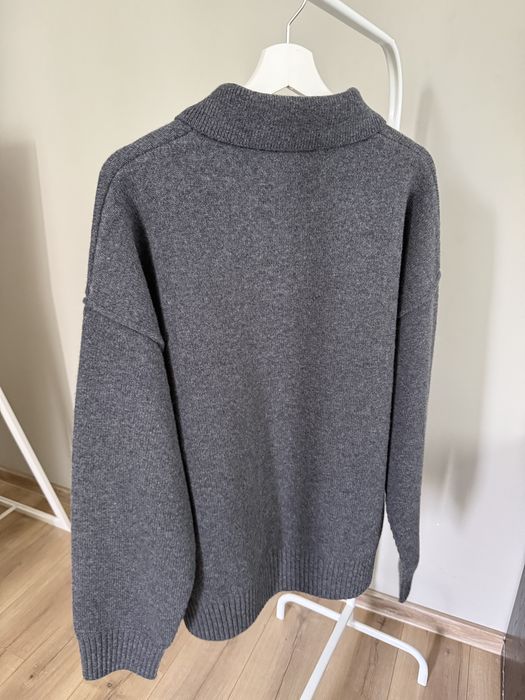 AMI Paris sweter polo szary czarne serce L