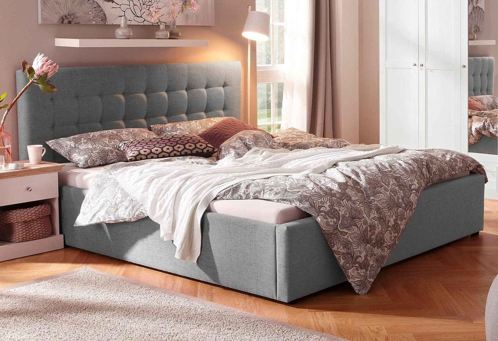 Wyprzedaż Łóżko tapicerowane stelaż materiał