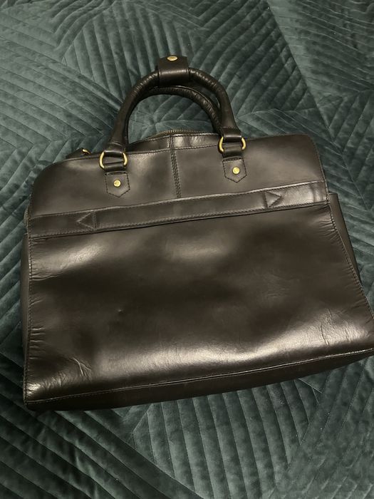 Torba skórzana na laptopa na dokumenty gruba skóra Pier One czarna