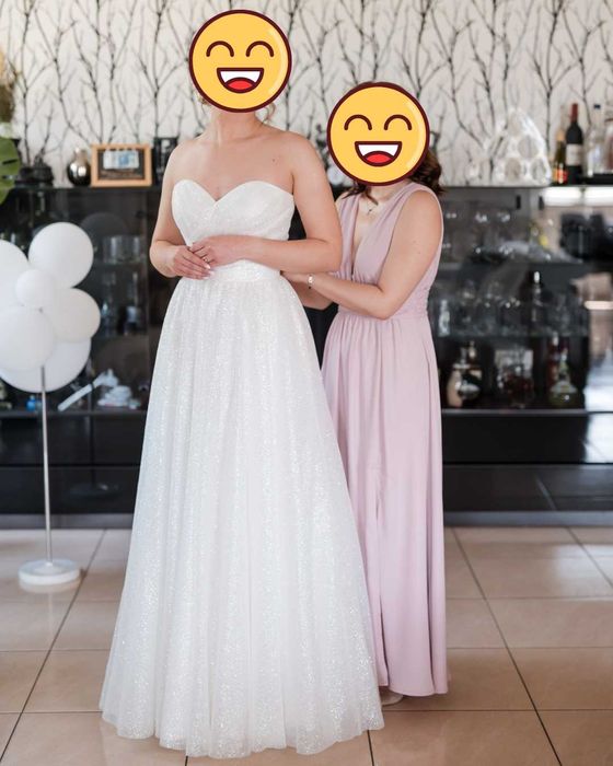 Suknia ślubna błyszcząca ivory - mocny połysk