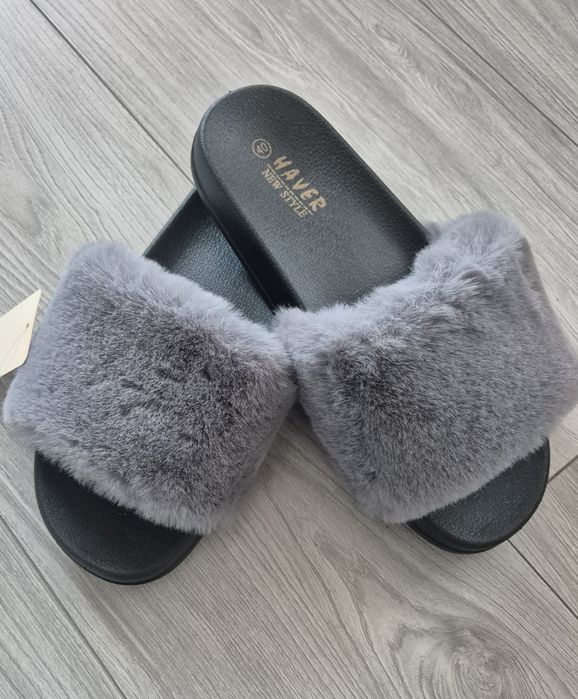 Klapki z futerkiem roz 40