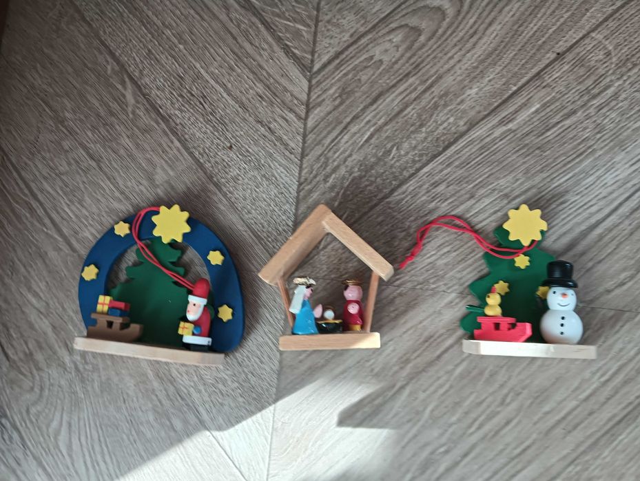 Ozdoby drewniane zestaw 3szt zawieszki