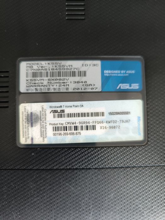 ASUS K55V Laptop with Intel Core I5 and DVD Drive (Fully Functional)64752311495939121