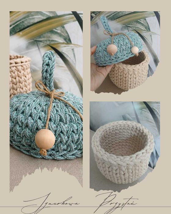 Koszyczek jesienny "Żołądź" ze sznurka -Handmade-