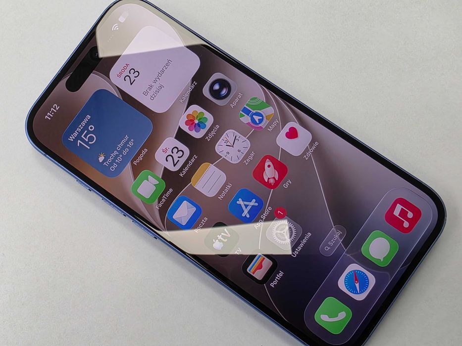 iPhone 16 128GB Dual SIM (SIM + eSIM)/ BAT 90%/ Ultramarine/ + ładowarka/ Grade B/ technicznie OK/ GW 12 MSC