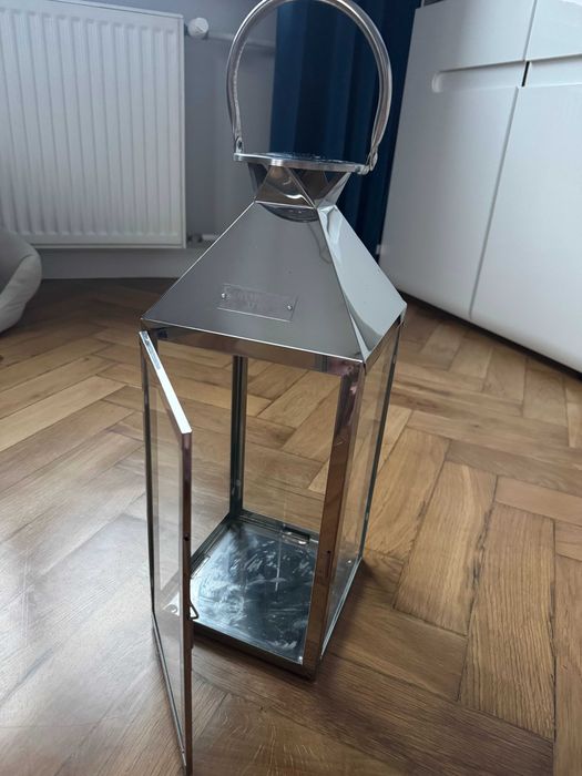 Lampion srebrny glamour latarenka XL