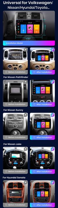 Rádio Android CarPlay Universal Ecrã Rotativo 10" 4/64GB WiFi GPS BT