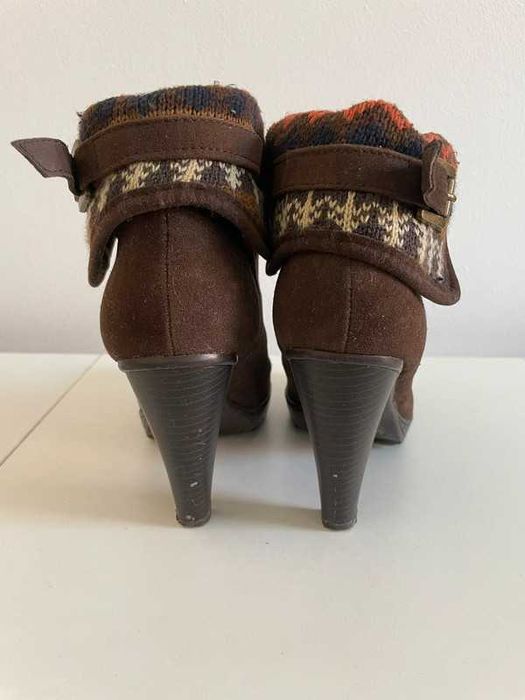 Brązowe Sznurowane buty ocieplane norweski wzór Jennifer&Jennifer