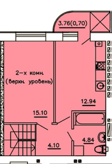 3-комнатная ЖК "Теплый дом". Двухуровневая, дом сдан, 77 кв.м