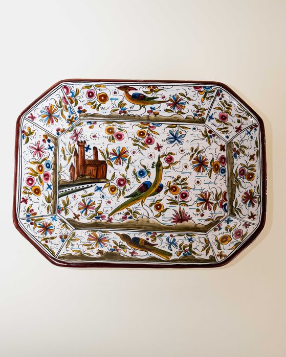 Ręcznie malowana ceramiczna taca, talerz, Portugalia