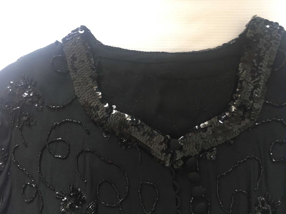 Black silk crepe bolero/jacket, fully embroidered, vintage