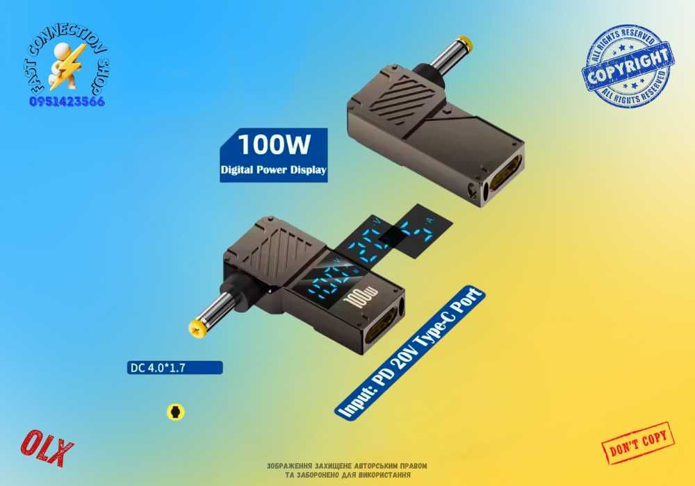 Адаптер USB-C до постійного струму Інтелектуальний цифровий дисплей PD