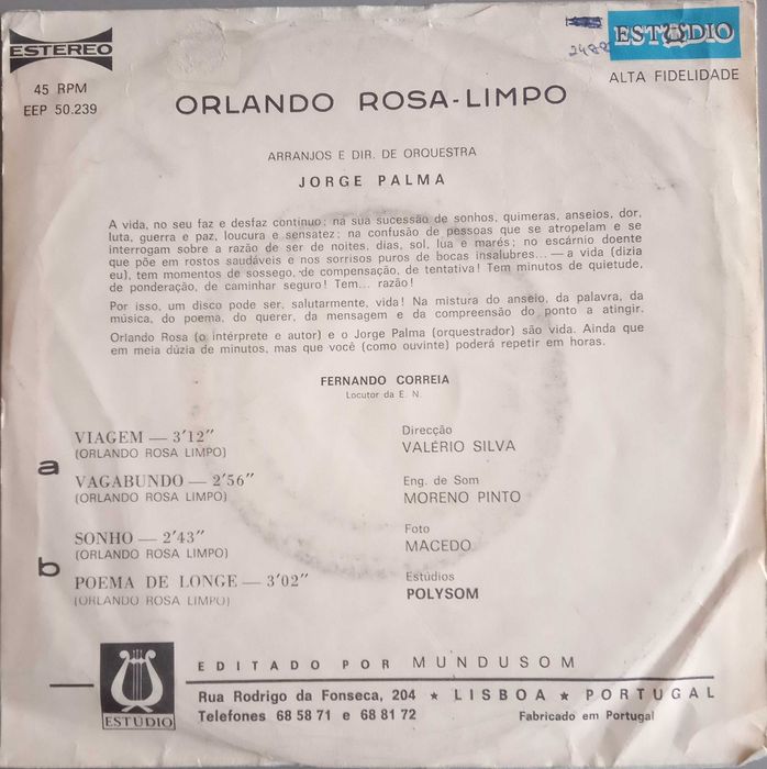 Orlando Rosa-Limpo	- - - - -	Viagem	- - - - -	EP