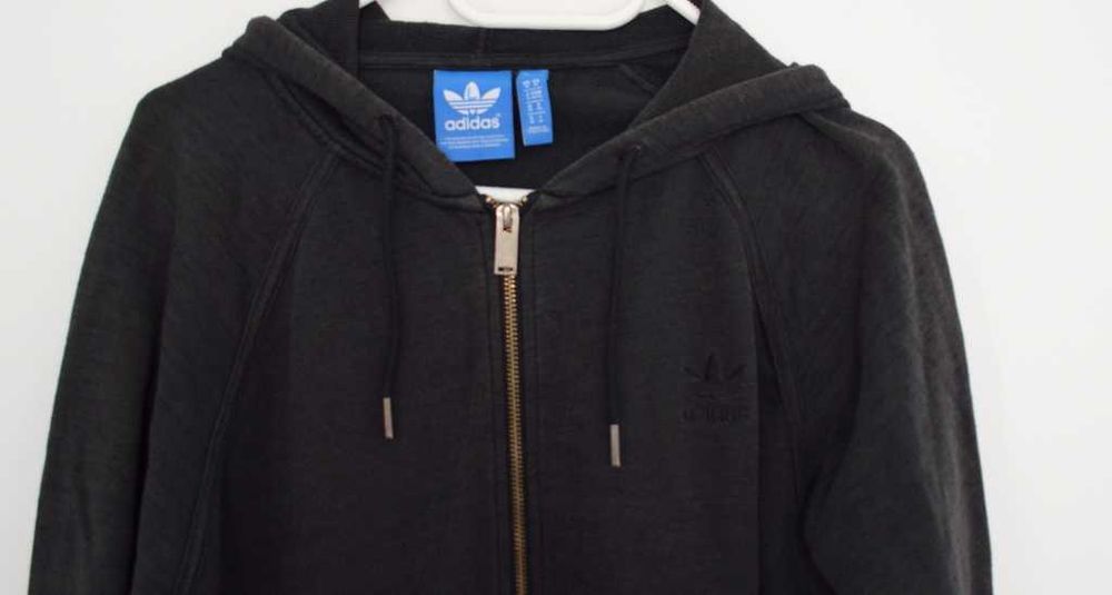 Adidas jasno czarna bluza na zamek z kapturem M l