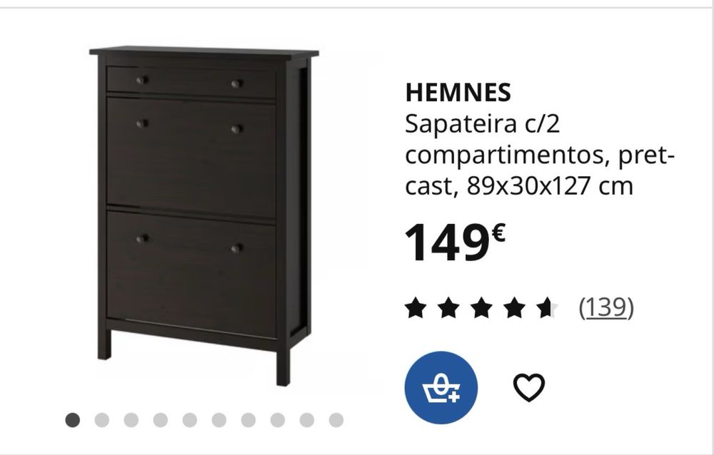 Sapateira preta Hemnes