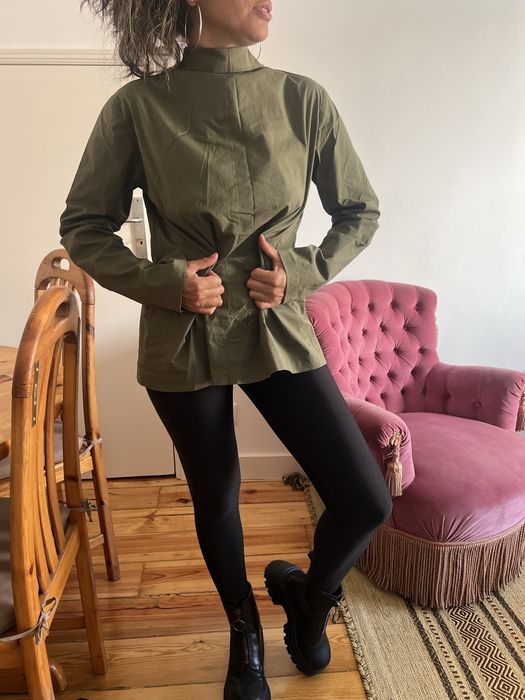 Camisa de Velcro cor tropa com estilo tamanho S/M