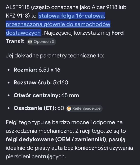 Koła 215/65 R16C Ford