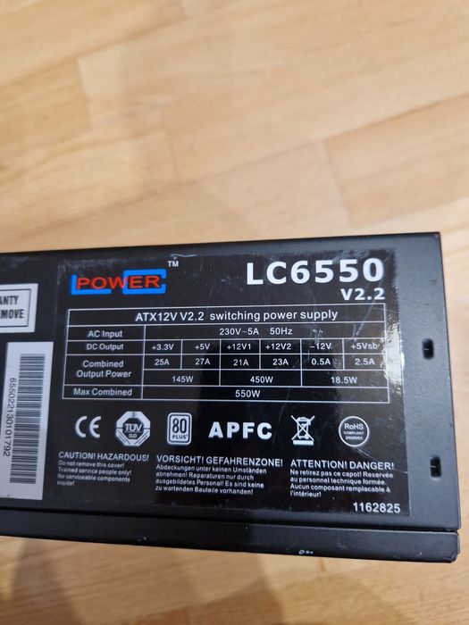Блок живлення 550W 24+8(4+4)/8(6+2)відео/4sata/4molex