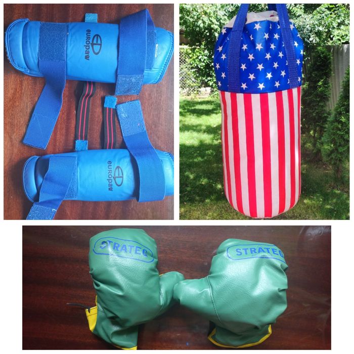 Боксерские перчатки. Защита на голени.