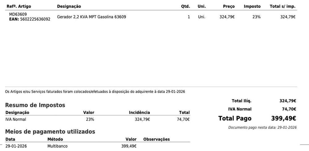 Gerador Mader 2.2kVA - com garantia, como novo.