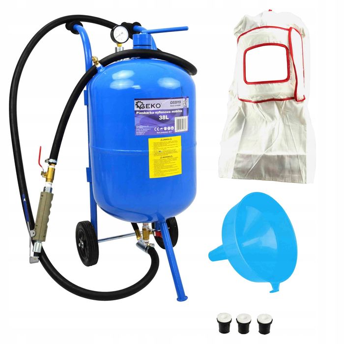 Piaskarka Syfonowa 38L Do Piaskowania Piaskowanie Zestaw +maska