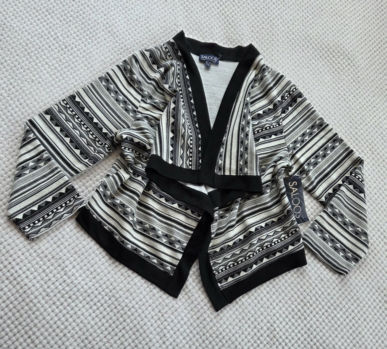 Nowy kardigan damski niezapinany asymetryczny print plus size