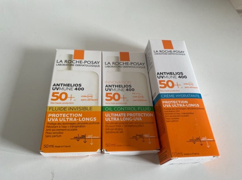 Zestaw / Nowe Kremy do twarzy z filtrem La Roche-Posay Anthelios UVMune 400 SPF 50+