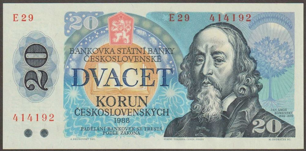 Czechosłowacja 20 koron 1988 - stan bankowy UNC