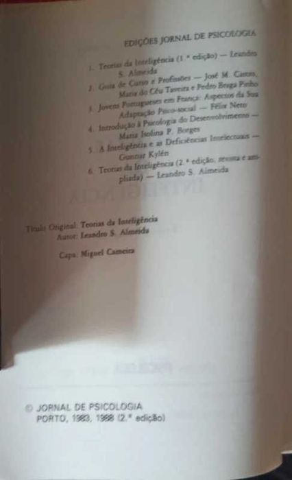 Teorias da Inteligência, livro de Leandro S. Almeida