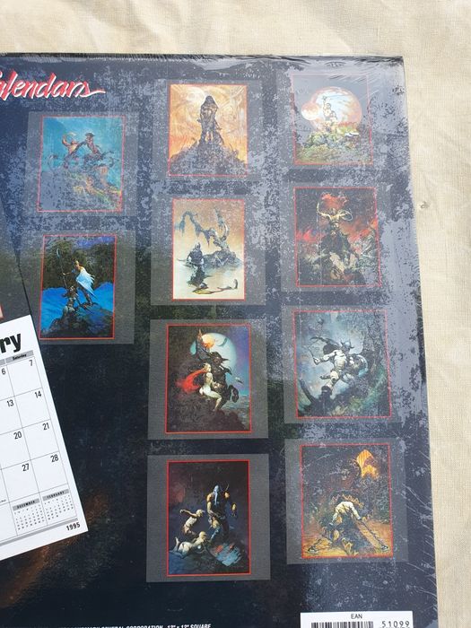 Calendário de parede Frank Frazetta de 1995.